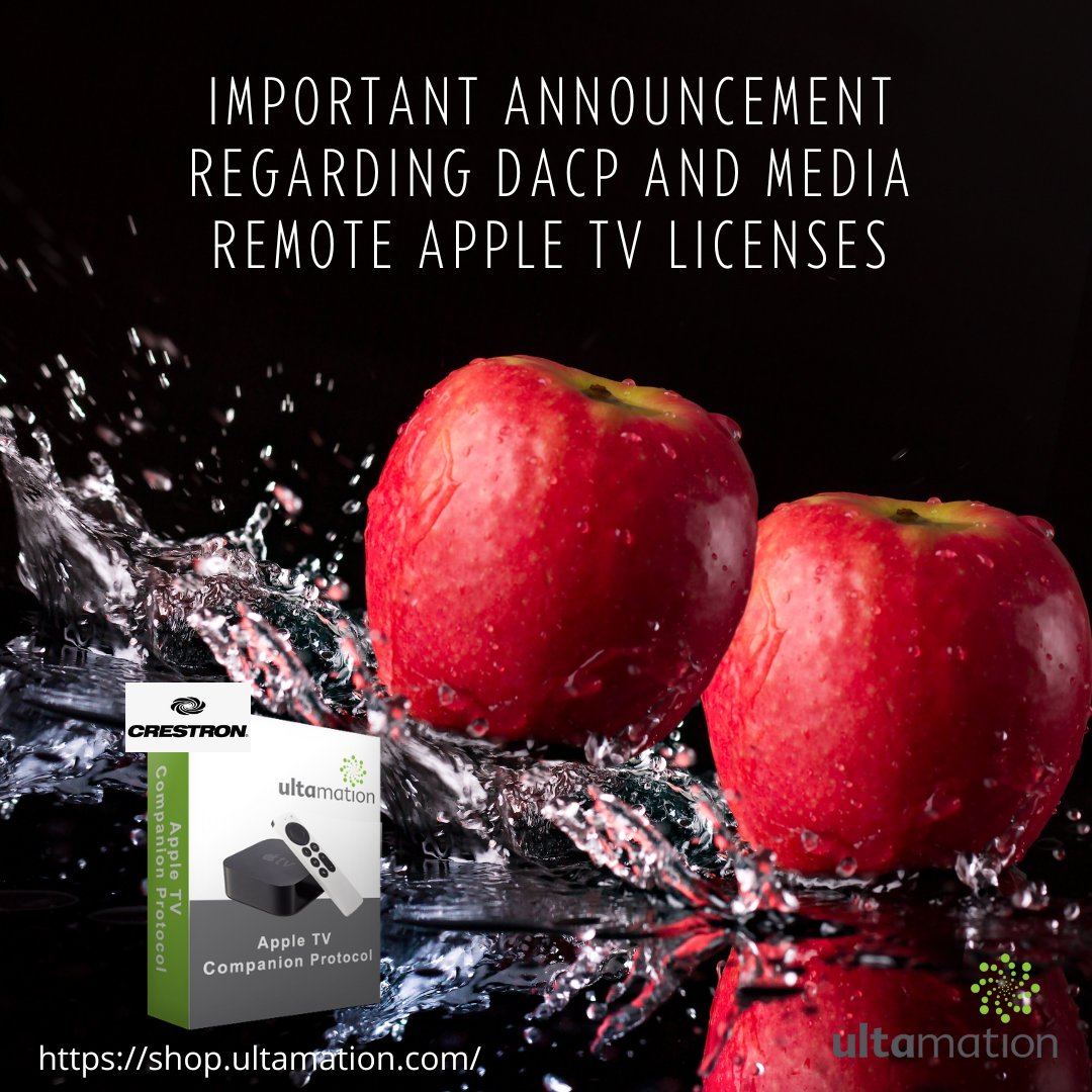 Ultamation's tweet image. We have offered a free upgrade for every @crestron Apple TV licence since 2016. We will continue to do this, but from 1st Jan 2023 DACP and Media Remote licences will no longer be eligible for free upgrades. buff.ly/3jB2lRm
#crestron #ultamation #crestronprogrammers
