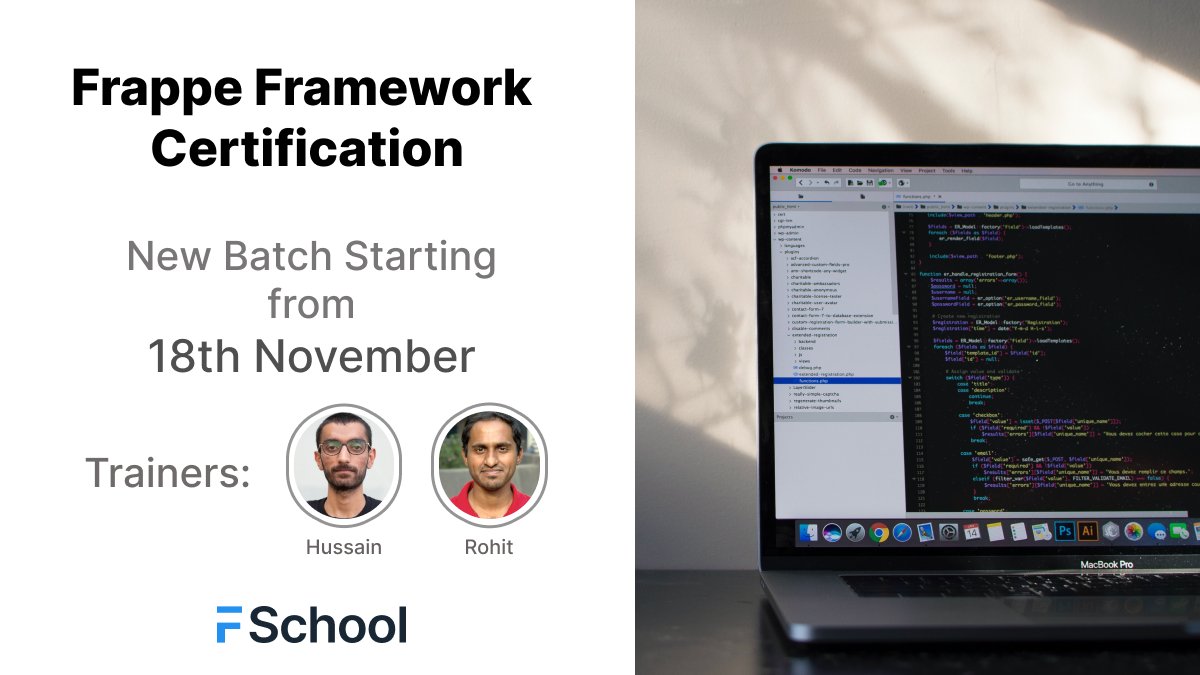 LinetVarghese's tweet photo. Take away from our upcoming Frappe Developer Certification Program:
 
- Customise and Integrate ERPNext 
- Build apps using Frappe
- Build custom portals using web pages
- Extending Frappe using Hooks and API

Hurry up and grab the last few seats!

https://t.co/tnhGmxLAKx https://t.co/bWrGgVsfkG