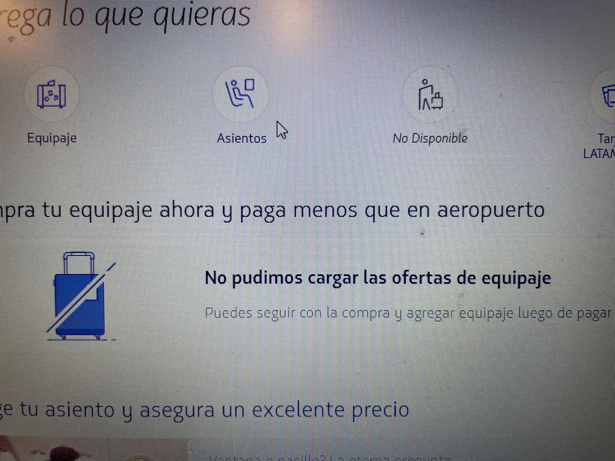 RVidelaCooper's tweet photo. @LATAM_CHI hola, no se puede ingresar equipaje por la página Ayuda!!! https://t.co/EGabnoM9xu