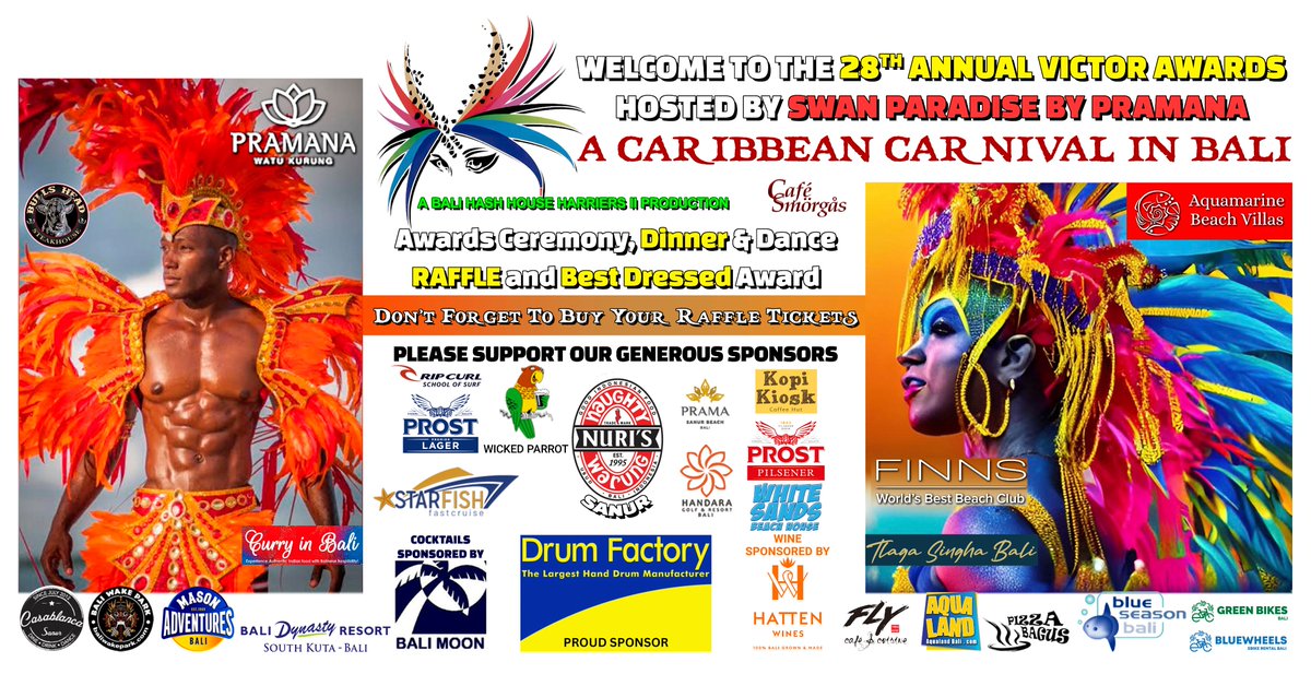 BaliHash2's tweet photo. 28th Annual Victor Awards
Friday 18-Nov-22
Swan Paradise, Desa Saba, Bali
BOOK NOW
Rp.250K in Advance,
Rp.300K at the door,
Kids 15 and under Rp.10K
FREE FLOW DRINKS ALL NIGHT
#Bali #balihash2 #G20 https://t.co/83GTYQeH9z