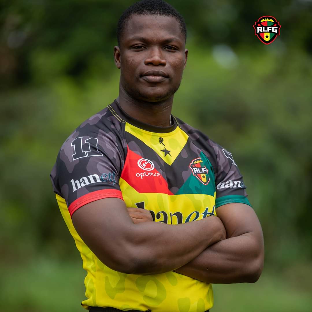 GhanaRL's tweet photo. #OurLeopardOurHero

Jordan Annan is a second rower for the Ghana National Rugby League team (the Leopards) and was sponsored by @Beaufortpropert 

Mr. Annan has made two appearances at the MEA Rugby League Championship (2019, Nigeria &amp; 2022, Ghana). 
@RlfcSalford @mearugbyleague https://t.co/4PBxD12b2E