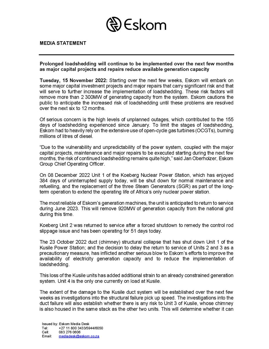 Eskom Hld SOC Ltd tweet media