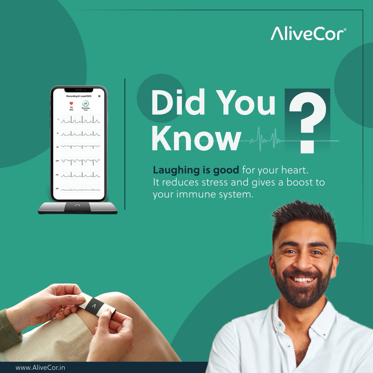 AlivecorIndia's tweet photo. Laughing can reduce the risk of cardiovascular diseases.
Personalized heart care anytime, anywhere with the KardiaMobile 6L.#hearthealthfitness #hearthealthyliving #healthyheart
#healthyhearthealthymind #healthyhearttips #ecgchallenge #ecgreading #cardiovascularhealth #AliveCor https://t.co/90h2if2PEG