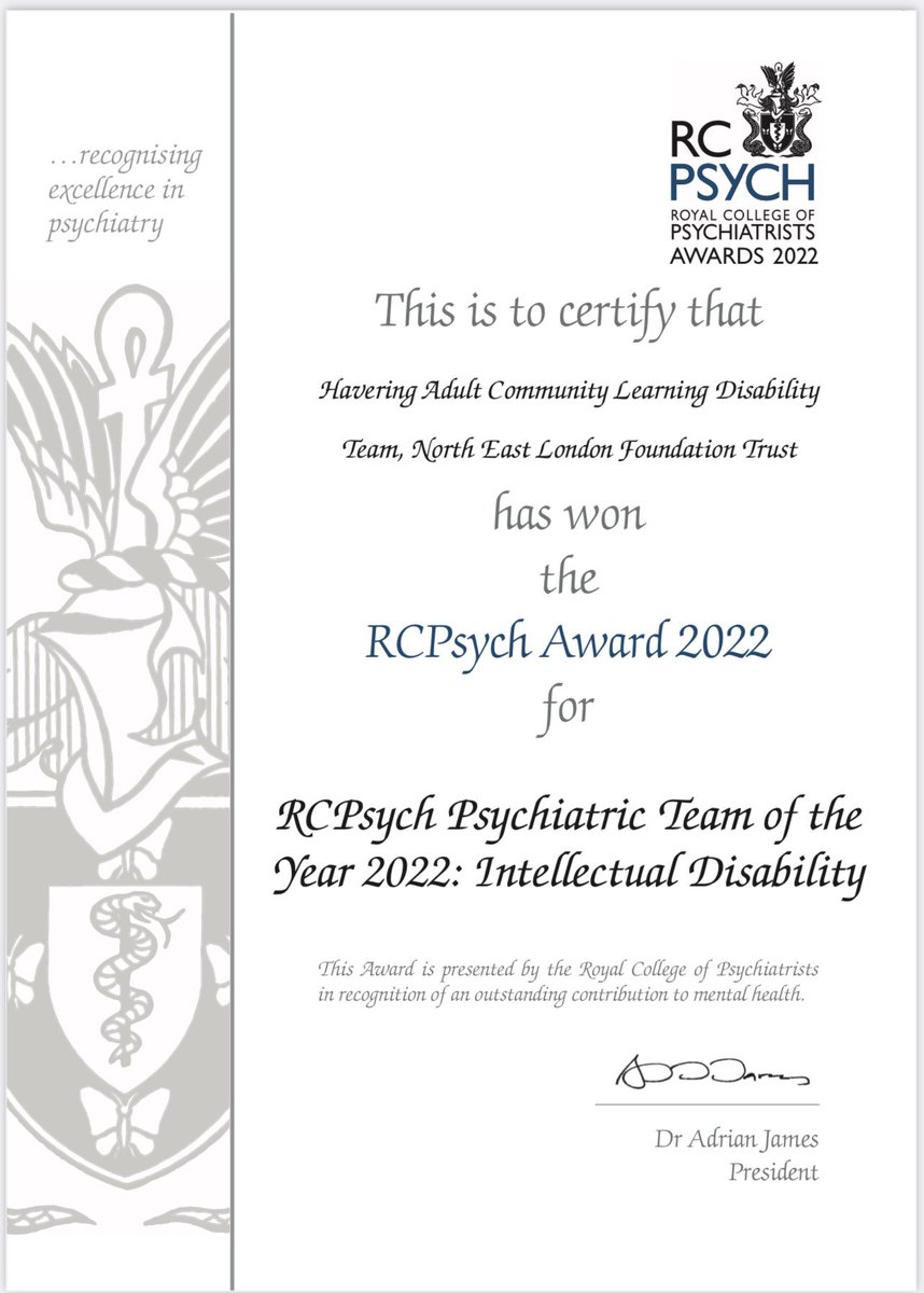 You may have seen that our #TeamNELFT Havering Community Learning Disabilities Team won a Royal College of Psychiatrists award last week!

Read more about both the team and the award ceremony here 👉 nelft.nhs.uk/news-events/ne…