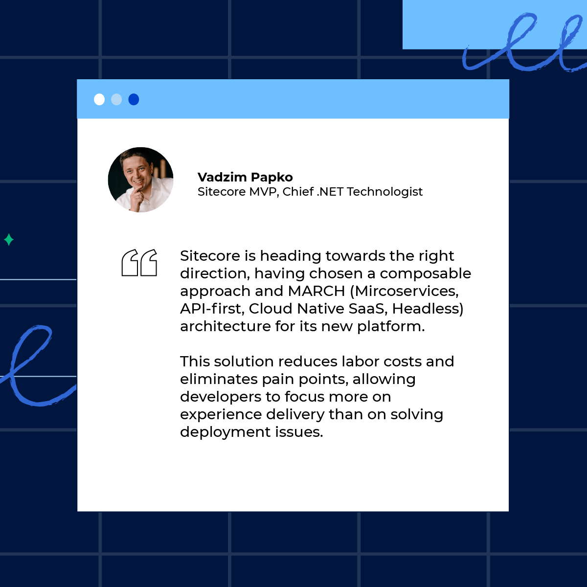 SaMSolutionsCom's tweet photo. 💬 Our Sitecore developers @khalupau, @VadimBirkos, and @VadzimPapko share their opinions on the XM Cloud platform by @Sitecore.
😏 Would you like to upgrade your #Sitecore project or develop a new one with #XMCloud?
Find more details 👇🏼
https://t.co/wfNAwcKwOs
#SaMSolutions https://t.co/h6m7o3VRTU