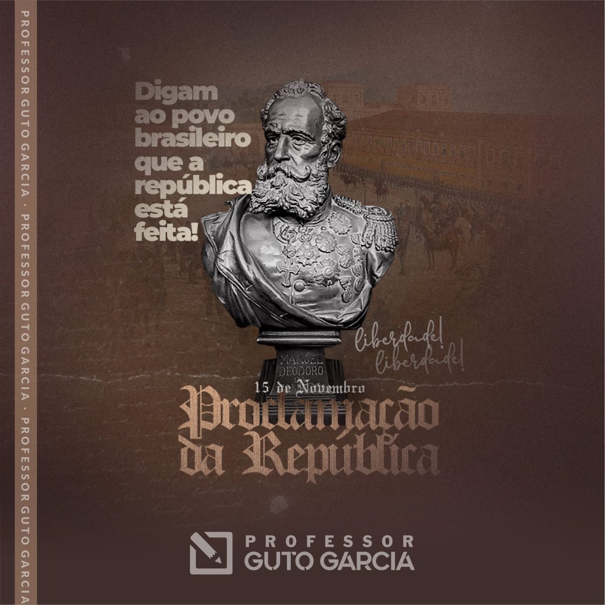 profgutogarcia's tweet photo. Está na Constituição Federal de 1988:

A República Federativa do Brasil tem como fundamentos:

I - a soberania;
II - a cidadania;
III - a dignidade da pessoa humana.

Que nosso país siga sempre no caminho da democracia!

#15denovembro https://t.co/FFOKOz33VW