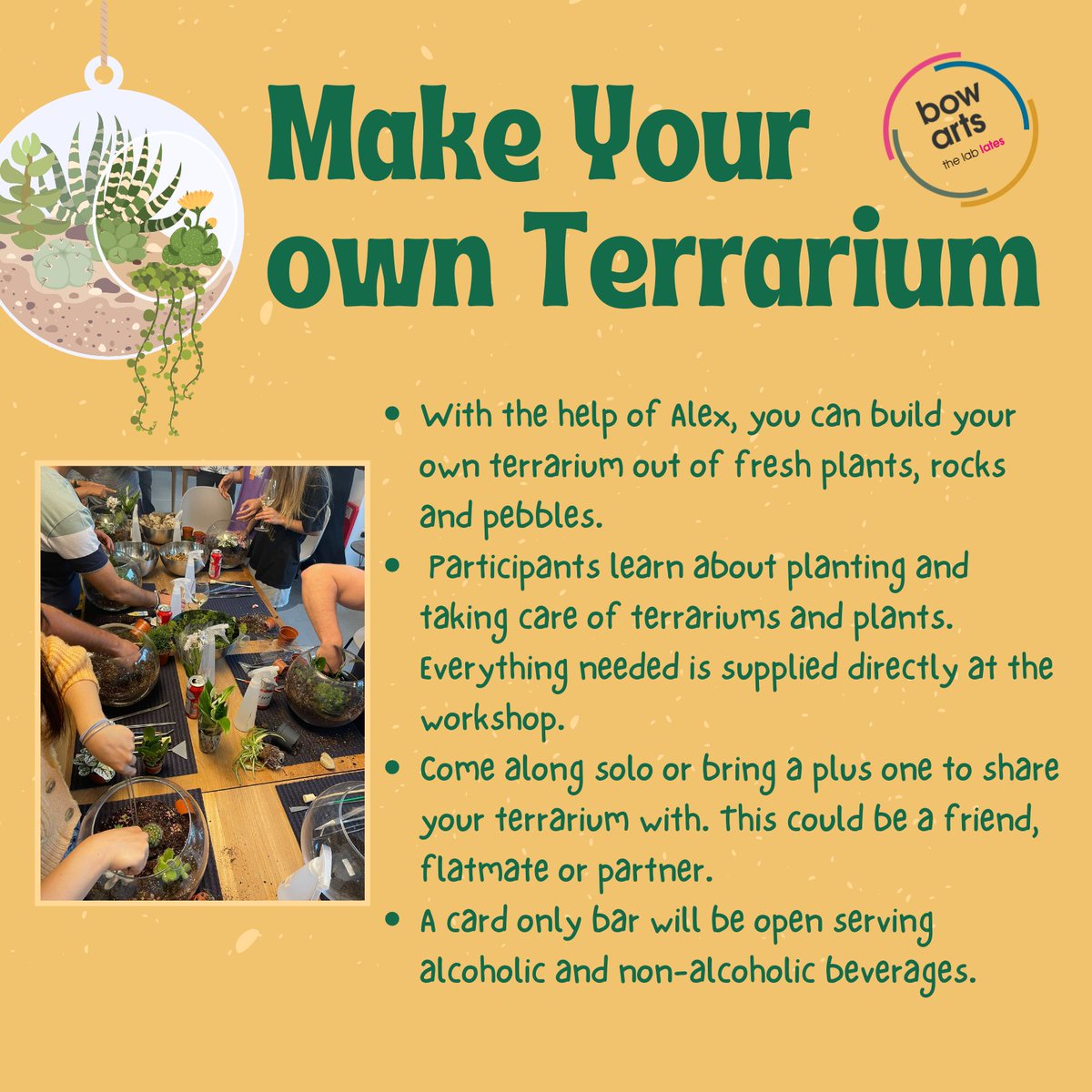 #OaklandsRise residents! Come down to the Lab this Thursday 17th November and join a Terrarium building workshop hosted by Alex the Plant Guy. A new Terrarium will look absolutely gorgeous in your home! 🌵 🌱 🏡 🏡  Link to tickets: bit.ly/3E9PpeZ