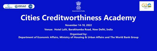 Funded by PPIAF, a 5-day Cities Creditworthiness Academy workshop is being held by the <a href="/WorldBank/">WorldBank</a>, <a href="/FinMinIndia/">Ministry of Finance</a>'s Department of Economic Affairs &amp; <a href="/MoHUA_India/">Ministry of Housing and Urban Affairs</a> to create an enabling ecosystem for financing future cities of #India🇮🇳. 

Learn more: pib.gov.in/PressReleasePa…