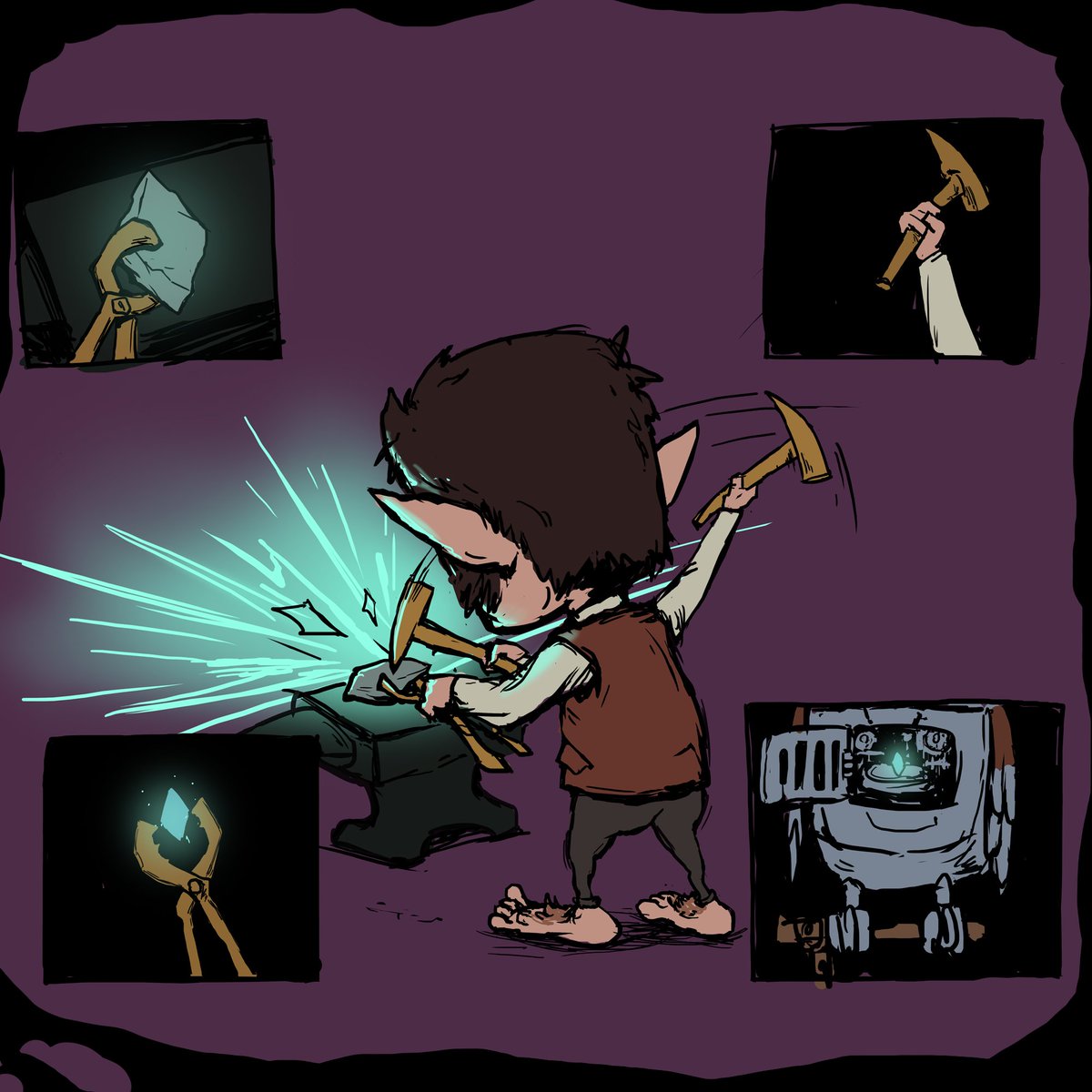 'What they did not expect was someone to welcome them. The halfling had a familiar face. He introduced himself as Eldon Musker, a well-known inventor. The little fellow seemed very chaotic...' 📖

#NFTstorytelling #Halflings