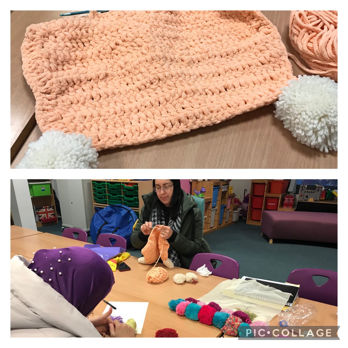 More amazing crochet from our English Conversation Course parents. They also followed instructions &amp; learnt how to make Pom poms! 
<a href="/liverpool_als/">ALSLiverpool</a> 
#l8community