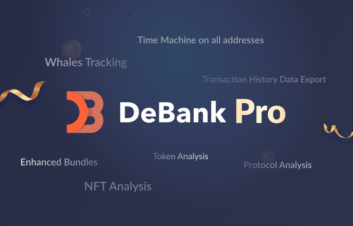 1/5 

We're really excited to introduce our "DeBank Pro" today!

It's a subscription based on-chain data analysis/tracking service built on DeBank's profound data accumulation.