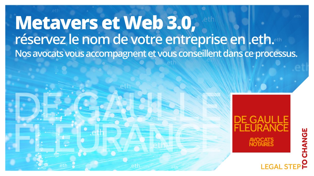 [𝗠𝗲𝘁𝗮𝘃𝗲𝗿𝘀 𝗲𝘁 𝗪𝗲𝗯 𝟯.𝟬 🤖] Face au cybersquatting <a href="/dgfla_group/">De Gaulle Fleurance</a>  vous aide à réserver le nom de votre entreprise en « .eth ». Nos avocats vous accompagnent et vous conseillent dans ce processus. 🧑‍⚖️
Retrouvez cette nouvelle offre ici 👉 degaullefleurance.com/web3-0/