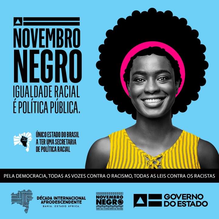 reisfabya's tweet photo. Na Bahia, a luta pelo respeito, pela igualdade racial e pela justiça vai continuar avançando.
Pela democracia, todas as vozes contra o racismo, todas as leis contra os racistas. Salve o #novembronegro da Bahia! ✊🏿 #govba #sepromi #combateaoracismo #lutaeresistencia https://t.co/6goWvd6Jix