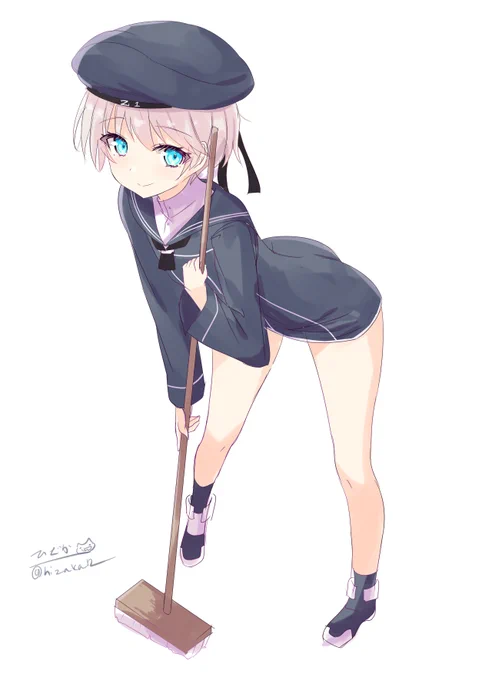 デッキブラシをかけるZ1#艦これ版深夜の真剣お絵描き60分一本勝負#艦これ版真剣お絵描き60分一本勝負_20221114 