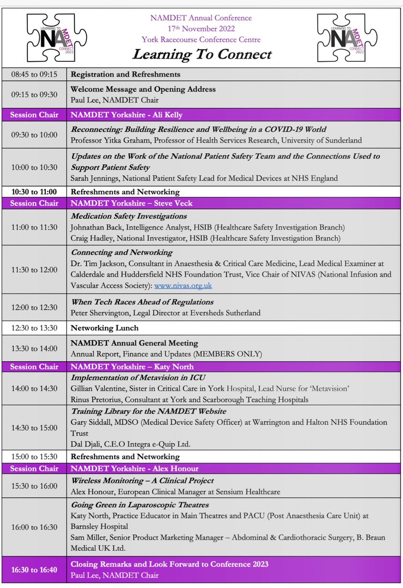 Looking forward to a great programme at this year’s Namdet Conference <a href="/NAMDET_/">NAMDET</a> <a href="/BartsPhysics/">Clinical Physics and Engineering</a>