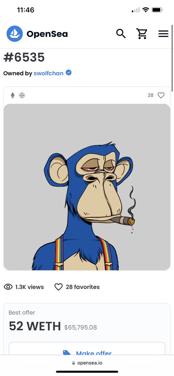 A lot of people always ask me ‘how much did you get your bored ape for?’ or ‘why don’t you sell?’ They NEVER ask me ‘So swolf what’s the story behind you and your ape?’ Every ape has a story. 

So who wants to hear my story? 

<a href="/BoredApeYC/">Bored Ape Yacht Club 🍌</a> #BAYC <a href="/yugalabs/">Yuga Labs</a> #apecoin