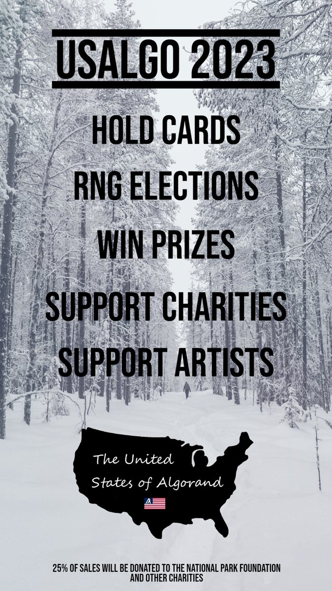 With the last cycle of the USAlgo 2022 elections happening on 12/1, it is a good time to share what is in store for USAlgo 2023! 

Background: USAlgo is one of the oldest #NFT series on the $ALGO Blockchain that aims to give back to the chain and the world!

🧵