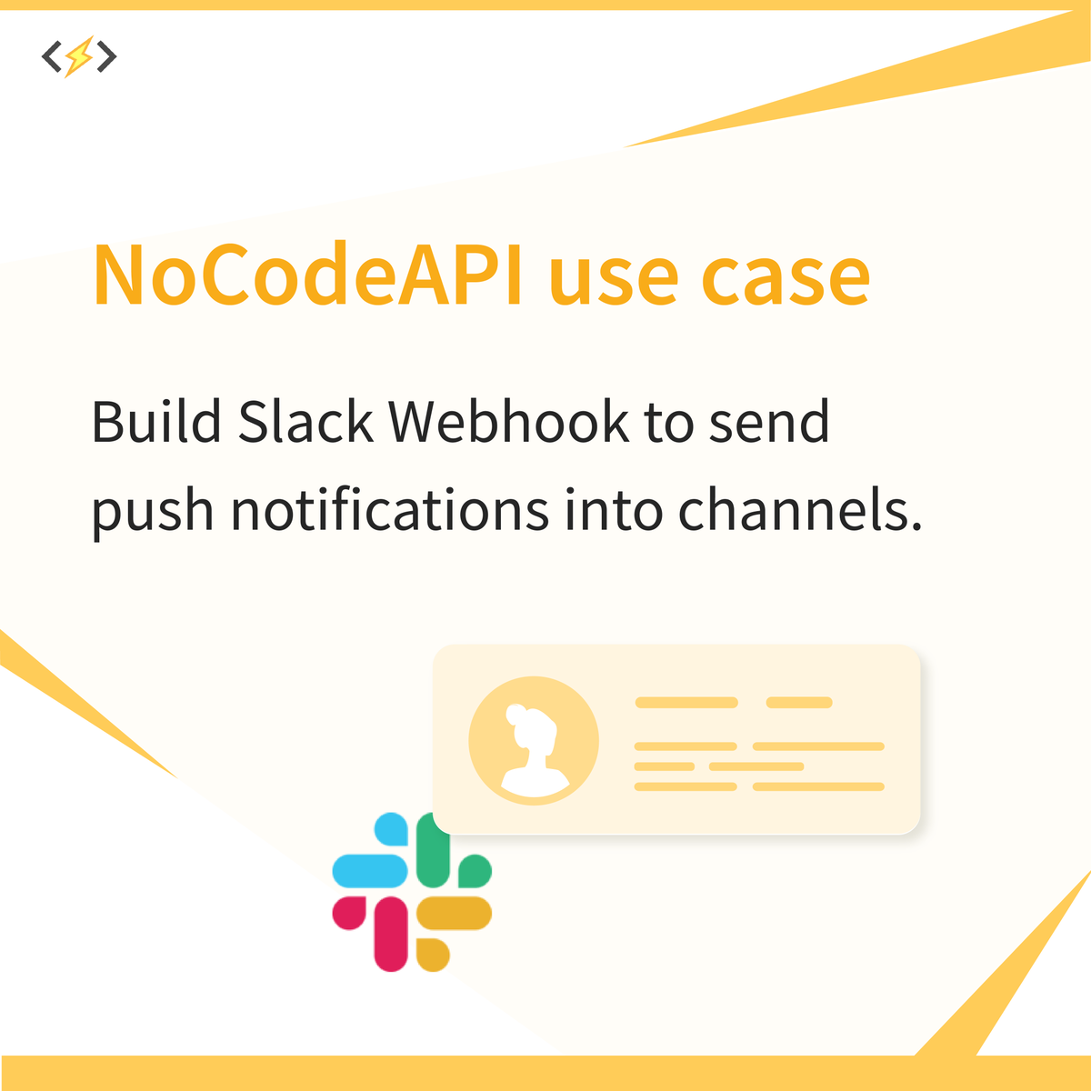 Slack is the heart and soul of remote workplaces ❤

<a href="/NoCodeAPI/">NoCodeAPI</a> makes it even better ⚡

Now with NoCodeAPI build a <a href="/SlackHQ/">Slack</a> #webhook to send push notifications into channels.

How?

In a few easy steps with no-code: nocodeapi.com/marketplace/sl…

#nocode #api #slack