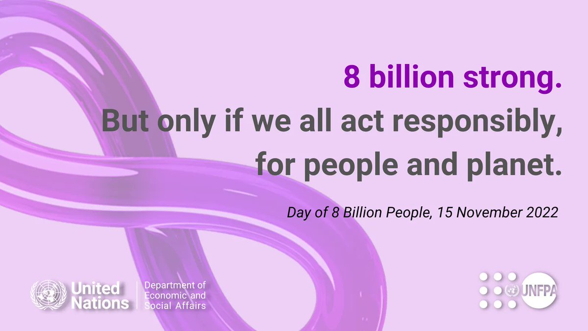 On Tuesday, the 🌍’s population reached 8 billion people. This can bring infinite possibilities for sustainable development but only if everyone acts responsibly #ForPeopleForPlanet.

More via <a href="/UNFPA/">UNFPA</a> &amp; <a href="/UNDESA/">UN DESA</a>: bit.ly/3GlI0fg 

#8BillionStrong #GlobalGoals
