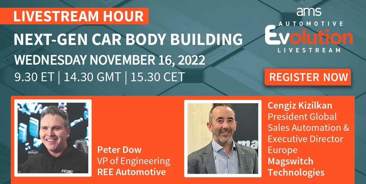 Register now for our Livestream happening tomorrow where we will explore how innovations in vehicle body and module architectures are enabling more sustainable production. Hear from @ReeAutoOfficial and @Magswitch_Tech. Register for free now 👉 bit.ly/3GgddAq