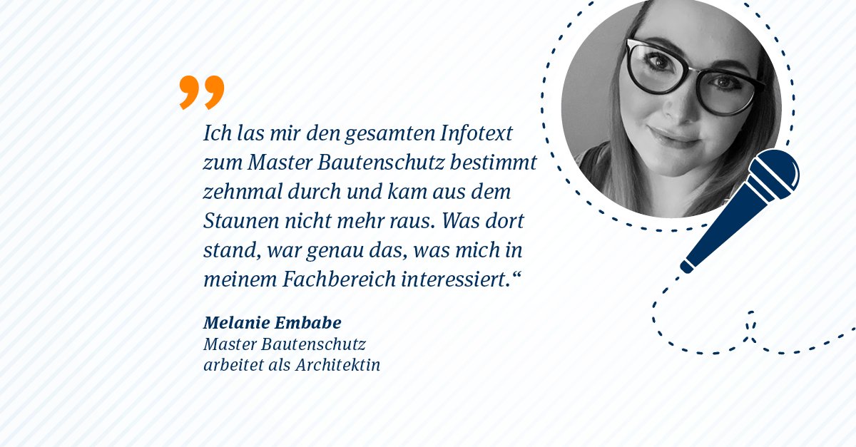 Melanie hat mit dem Master Bautenschutz einen Studiengang gefunden, der sich genau mit ihren Interessen im Job deckt. 🤩 Das freut uns natürlich ganz besonders! Warum sie Bautenschutz studiert und worüber sie ihre Thesis schreibt, lest ihr hier:  wings.hs-wismar.de/de/fernstudium…