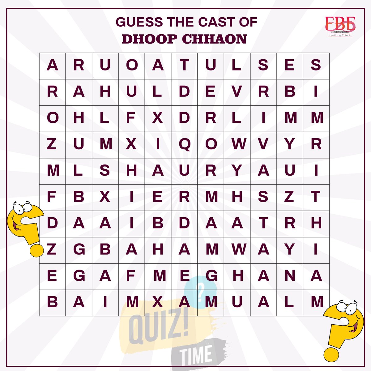 Forever Big Entertainment (@fbeproduction) on Twitter photo Played crosswords? Let's play this crossword game and see who can recognize some of the great actors from Dhoop Chhaon.
Ready, set, go!
<a href="/BookMyShow/">BookMyShow</a>
Tickets available at - bit.ly/3WzdHYh
#fbe #fbefilms #dhoopchaaon #Incinemas #upliftingtalent #bookmyshow Played crosswords? Let's play this crossword game and see who can recognize some of the great actors from Dhoop Chhaon.
Ready, set, go!
<a href="/BookMyShow/">BookMyShow</a>
Tickets available at - bit.ly/3WzdHYh
#fbe #fbefilms #dhoopchaaon #Incinemas #upliftingtalent #bookmyshow