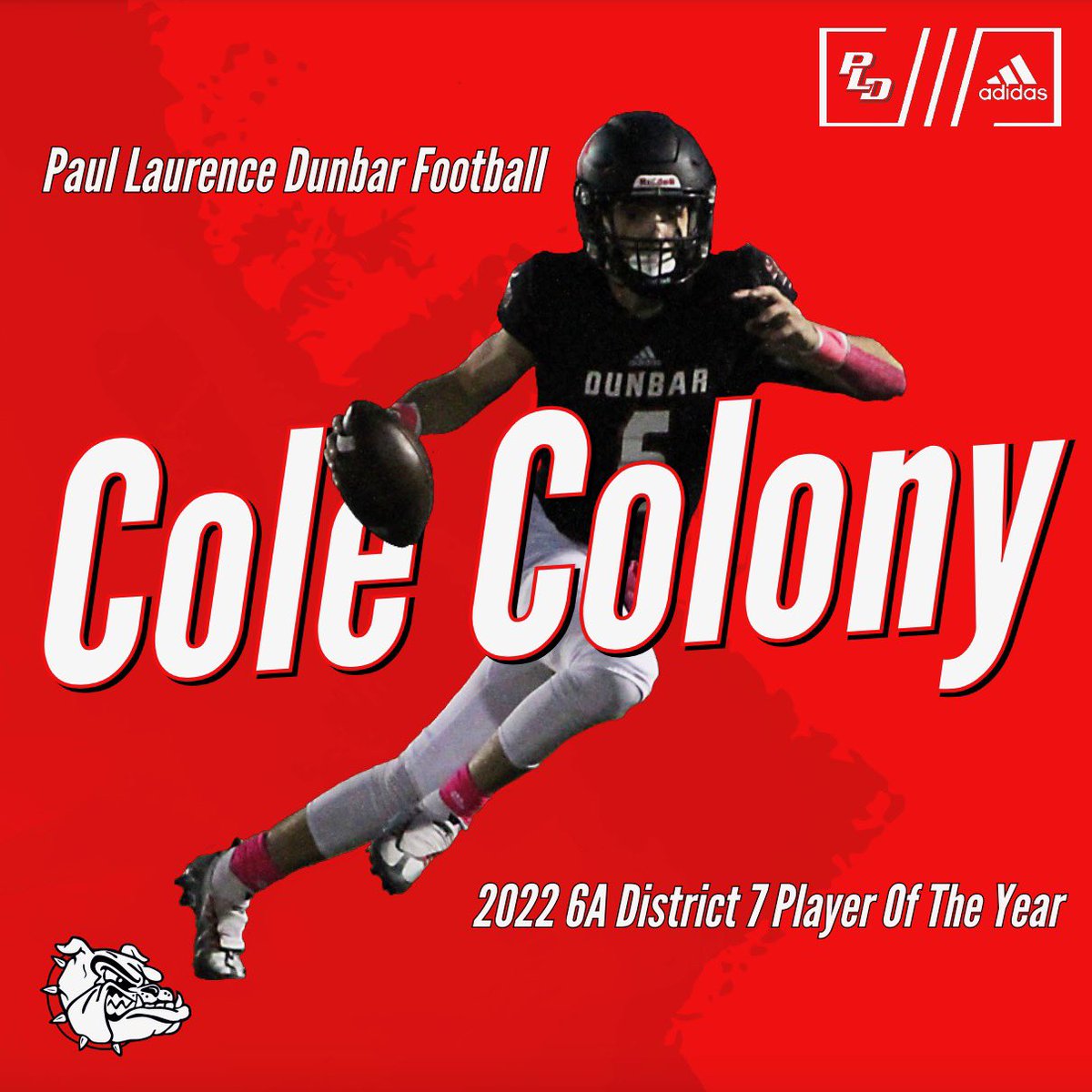 Congratulations to these two Dogs!

<a href="/coachwesj/">Coach Wes Johnson</a> is your 6A District 7 Coach of the Year! 

<a href="/ColeColony/">Cole Colony</a> is your 6A District 7 Player of the Year!  

Cole split time at QB and RB.  He finished with 1,266 yards passing, 1,029 yards rushing, and 68 receiving while scoring 24 TDs