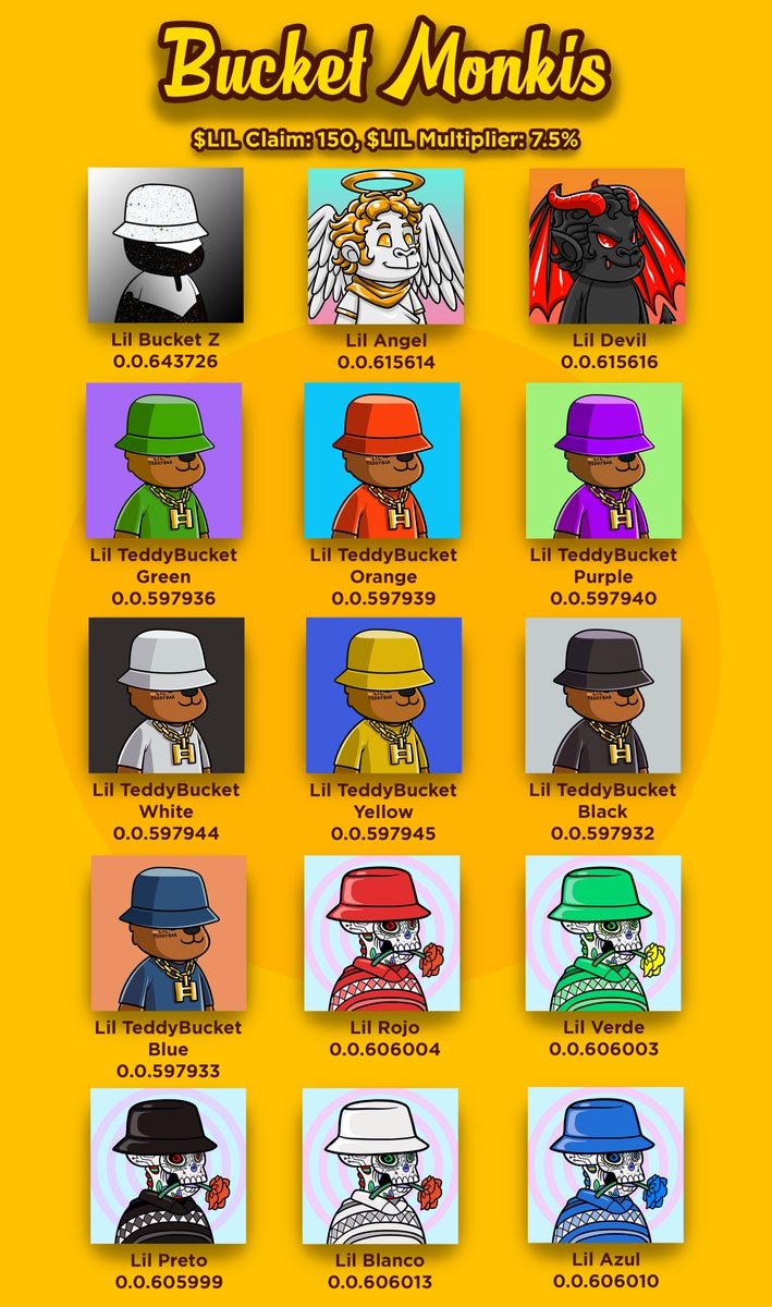 🚨 ATTENTION 🚨
 
Bucket Gang holders please create a support ticket in our Discord to swap your NFT to earn more $LIL!!

BUCKET GANG FTW 🚀 🌟