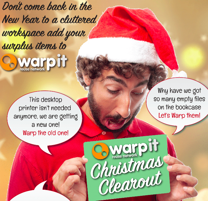 WarpIt_'s tweet photo. It's time to organise your festive #declutter campaign! While you declutter stop make sure you gift any unwanted or extra items, including furniture, fixtures, and stationery, to colleagues who want them. Don’t just put them in the bin! https://t.co/62JmTBeJbG
#Christmasdeclutter https://t.co/Sl9lWfiobz