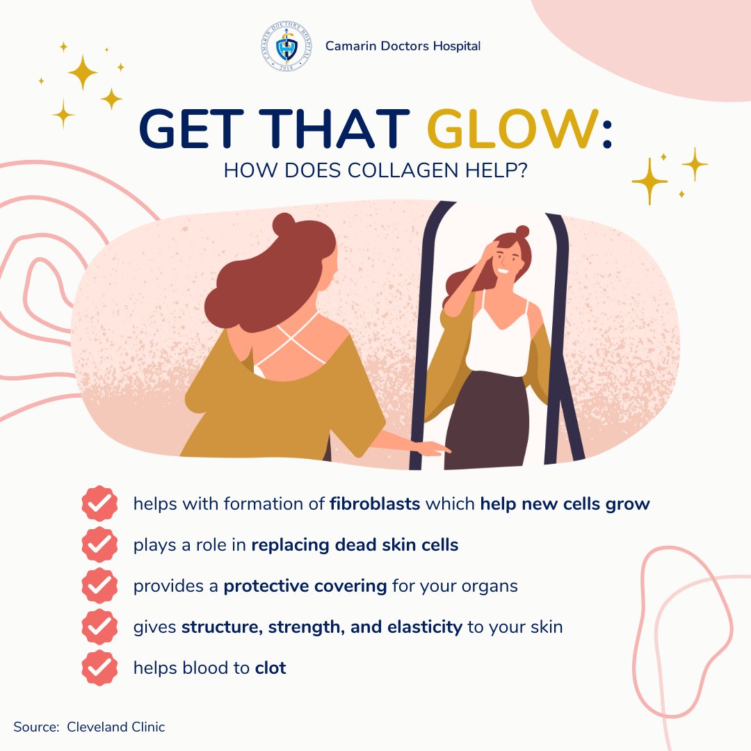 CamarinDoctors's tweet photo. Collagen is a popular type of protein that improves the health of your skin, joints, as well as hair, but do you know the specific roles collagen plays in your health? Be in the know about that healthy glow! β¨
#CamarinDoctorsHospital
#TeamCDH
#CDHCares
#PusongCDH https://t.co/gPdt1mnpPe