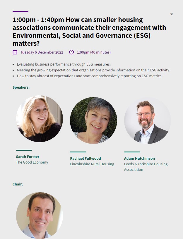 Our CEO <a href="/SarahForster_SA/">Sarah Forster</a>, will join a panel to explore how smaller #HousingAssociations are are communicating their #ESG engagement, at the <a href="/natfednews/">National Housing Federation</a> National Smaller Housing Associations' Virtual Conference on 6 December.
smaller.housing.org.uk
