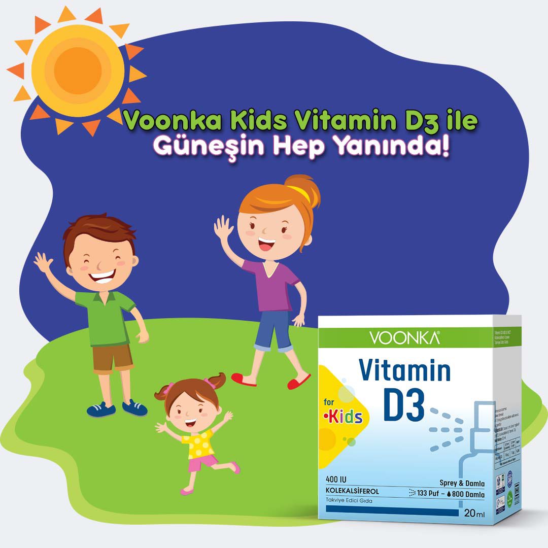 Kış aylarında güneşten uzak olsak da Voonka Kids Vitamin D3 hem sprey hem de damla formuyla hep yanında!

#VoonkaKids #vitamind #GüneşinGücüSeninle #bağışıklık #dvitamini #KendisiMinikDesteğiKocaman