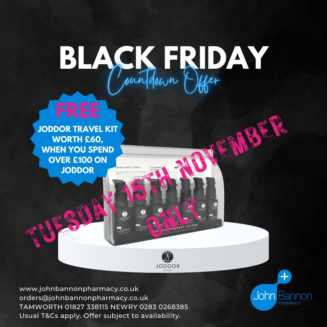 What is Joddor Skin Therapy System?
Seven products make up this cosmeceuticals kit to use at home.
To get the desired results, use all seven every day. 
The number indicates the order of application. 
#joddor #johnbannonpharmacy #blackfriday #countdowntoblackfriday #skincare