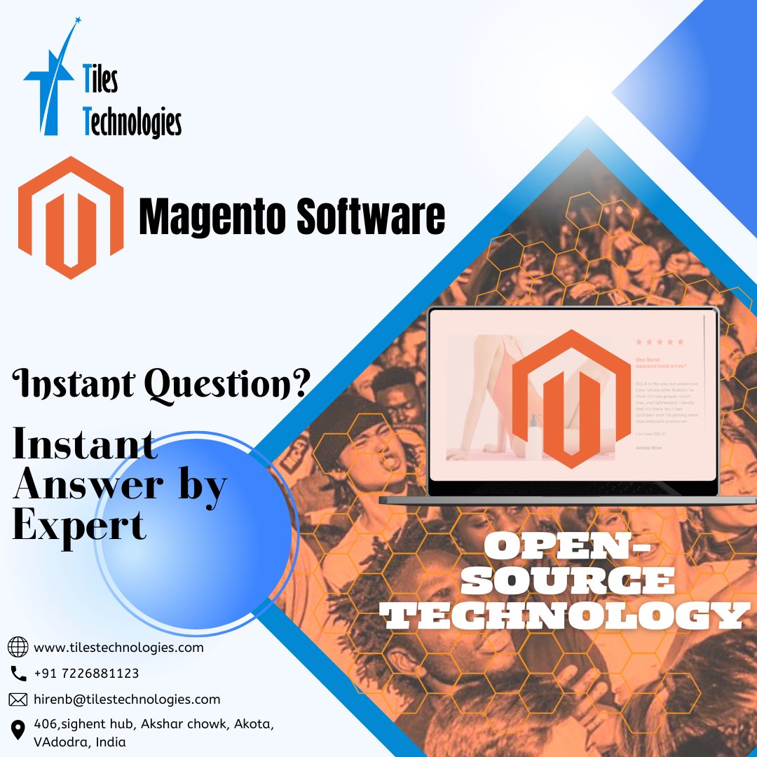 TilesTechnology's tweet photo. Magento is one of the most trusted e-commerce platforms and shopping carts. https://t.co/dtkwNQ2TfP
#magento #magento2 #hexagon #instagram #Twitter  #facebook #PHPProgramming #framework #software #tilestechnologies https://t.co/2seTlhRdmI