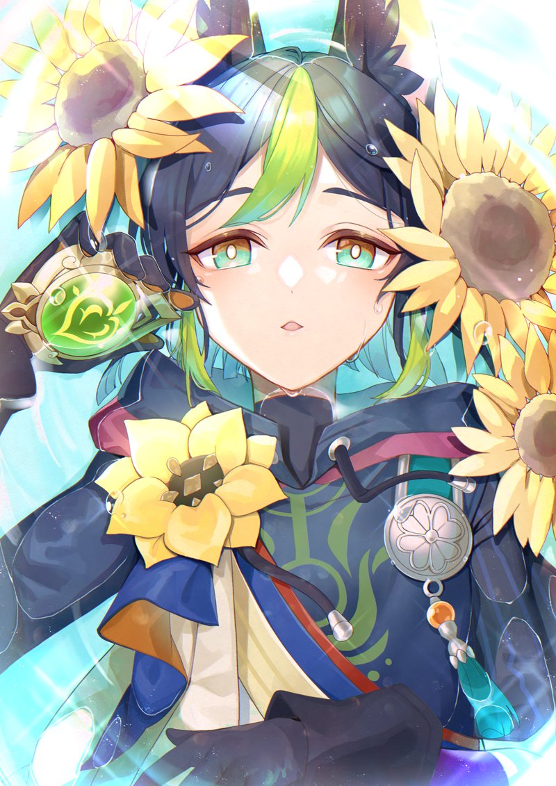 ウェンティ(原神) 「#今年もあと1ヶ月になりましたが画力がどうなったか見てみましょう 4月 8月 9」|檎太郎🍎アクキー通販中のイラスト