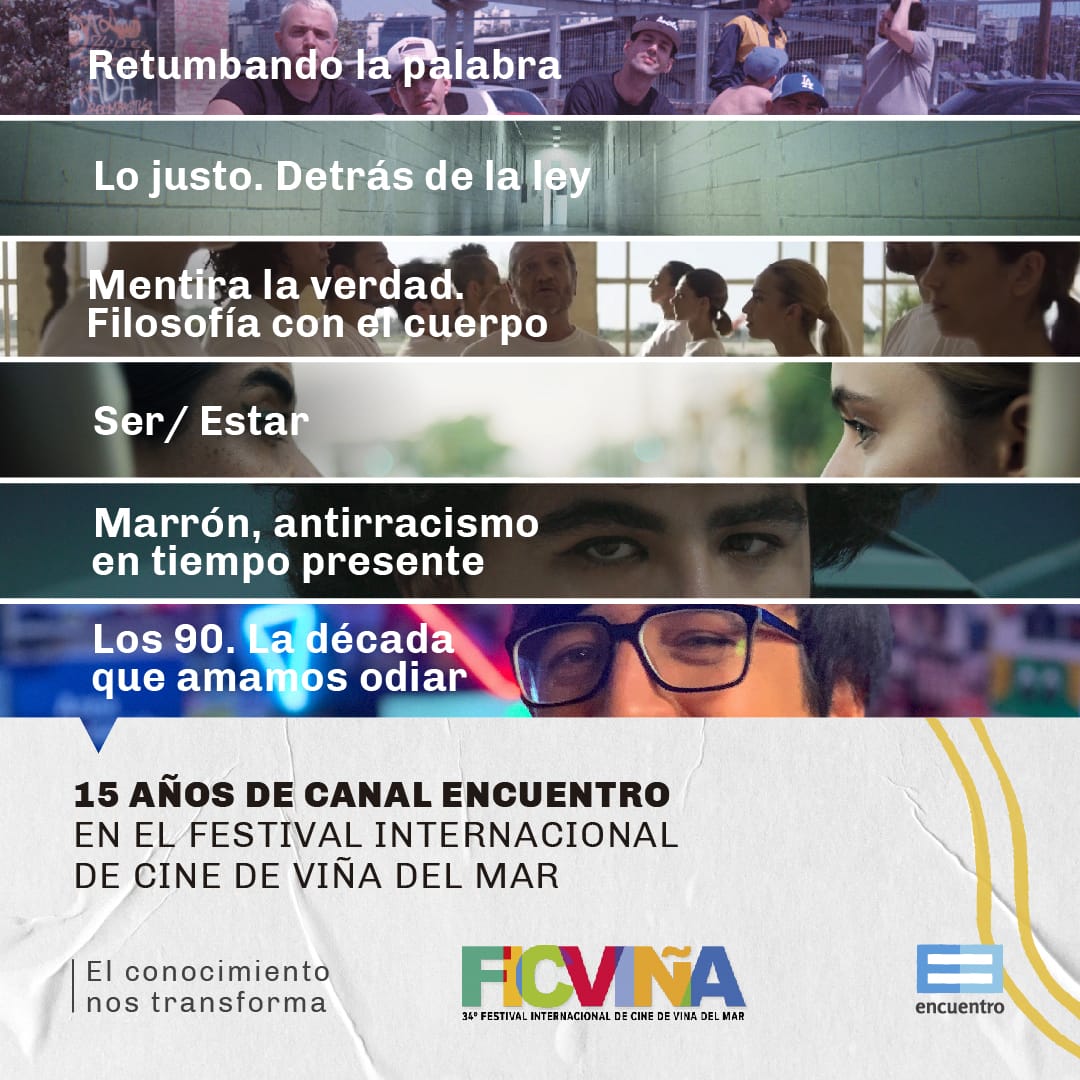 CanalEncuentro's tweet photo. ¡Festejamos los 15 años de Canal Encuentro en el 34° Festival Internacional de Cine de Viña del Mar!🎉
 
Durante la jornada de hoy, el @Ficvinaoficial invitará a reflexionar y visibilizar la función de la televisión educativa y cultural del Estado argentino, https://t.co/atTjzb870m