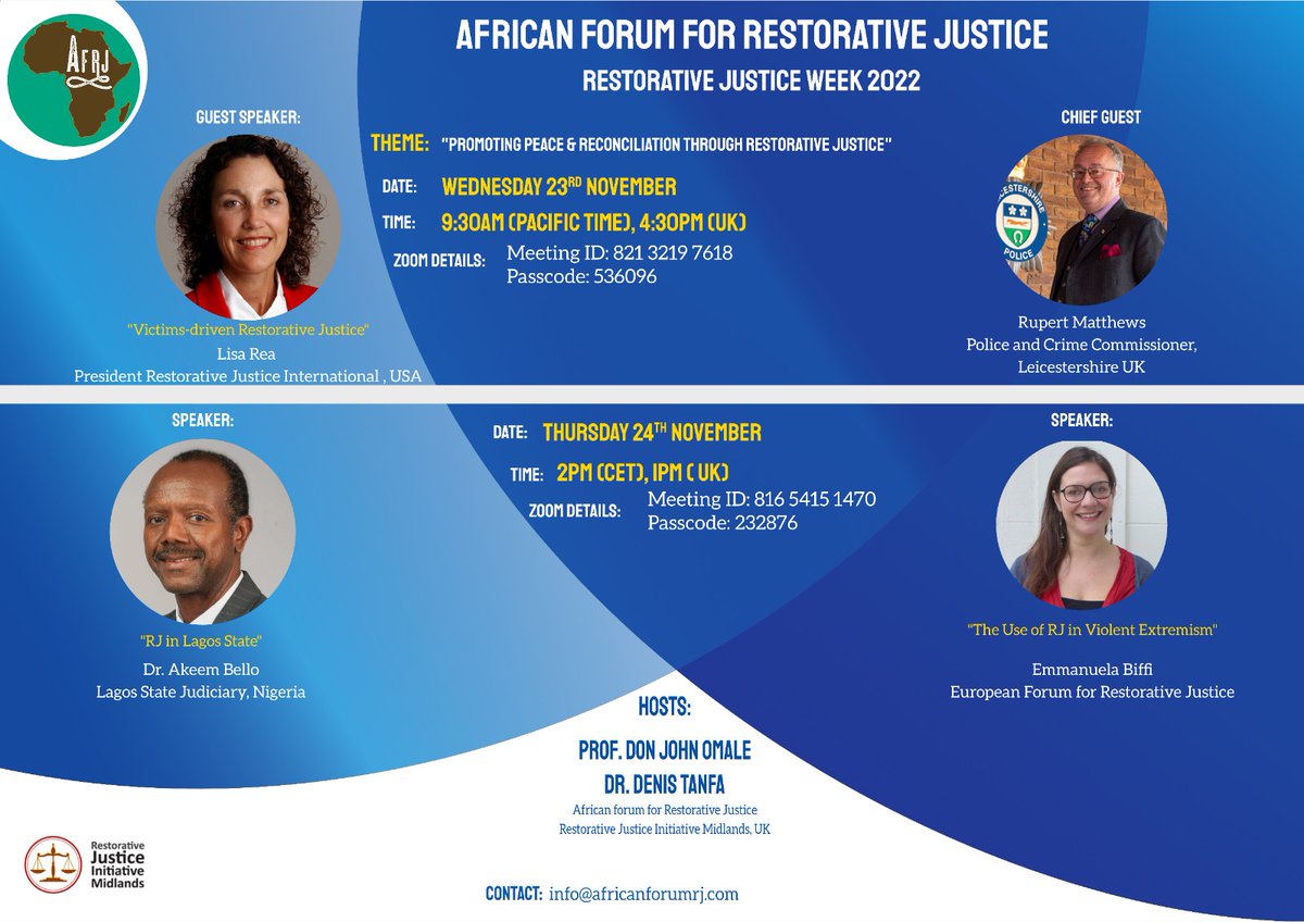AfricanForumRJ (@rjforum) on Twitter photo Launch of Restorative Justice Week 2022 23rd with PCC <a href="/Rupert_Matthews/">Rupert Matthews 🏴</a> <a href="/LeicsPCC/">Leicestershire OPCC</a> @DCCLeicsPolice <a href="/OmaleDon/">Don John Omale PhD,FHEA</a> <a href="/denisyomi/">Dr Denis Tanfa</a> <a href="/leicspolice/">Leicestershire Police</a> <a href="/rjimidlands/">RJI Midlands</a> and our International #guestspeakers Launch of Restorative Justice Week 2022 23rd with PCC <a href="/Rupert_Matthews/">Rupert Matthews 🏴</a> <a href="/LeicsPCC/">Leicestershire OPCC</a> @DCCLeicsPolice <a href="/OmaleDon/">Don John Omale PhD,FHEA</a> <a href="/denisyomi/">Dr Denis Tanfa</a> <a href="/leicspolice/">Leicestershire Police</a> <a href="/rjimidlands/">RJI Midlands</a> and our International #guestspeakers