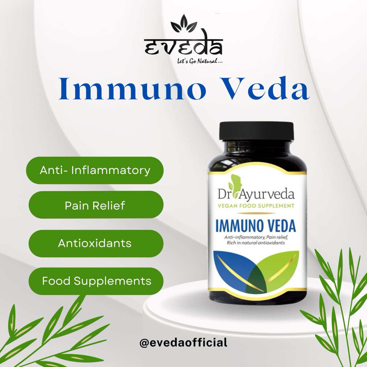 EvedaOfficial's tweet photo. IMMUNO VEDA – An Ayurvedic Vegan Food Supplement 

Immuno Veda is an Ayurvedic Vegan Food Supplement that is rich in natural antioxidants, anti-inflammatory and pain relief. It helps in reducing inflammation, pain and joint stiffness.

 #immunitysupport #eveda #immunoveda https://t.co/KyZknCKMAv