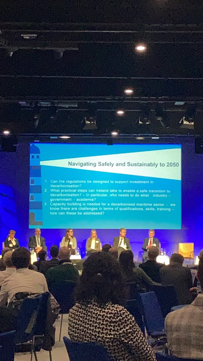 DeirdreLane82's tweet photo. @IrishLights #Navigatingto2050 Session one panel discussing what practical steps Ireland can take to enable safe transition to decarbonisation #maritimeindustry #maritime #ireland #IntheNI https://t.co/uCCkxFIF82