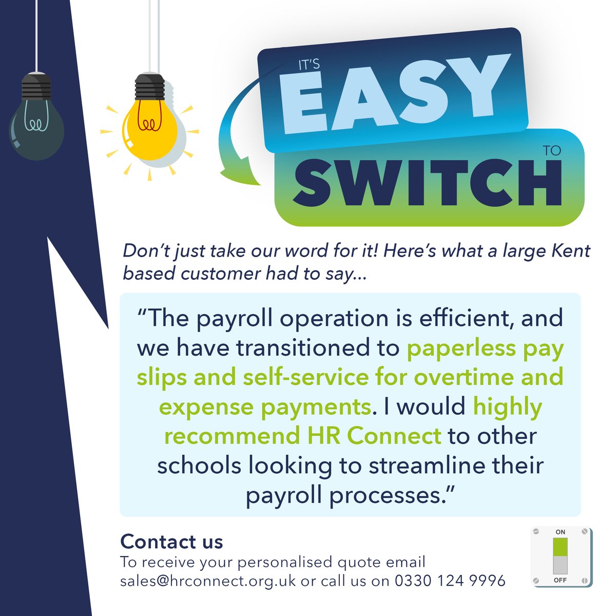 HR Connect (@csghrconnect) on Twitter photo Still not sure whether to switch? Don’t just take our word for it!
We’re here to support you through the whole journey - simply email us on sales@hrconnect.org.uk or call 0330 124 9996 to receive your personalised quote.
#Payroll #EasyToSwitch #HR #Services #HRConnect Still not sure whether to switch? Don’t just take our word for it!
We’re here to support you through the whole journey - simply email us on sales@hrconnect.org.uk or call 0330 124 9996 to receive your personalised quote.
#Payroll #EasyToSwitch #HR #Services #HRConnect