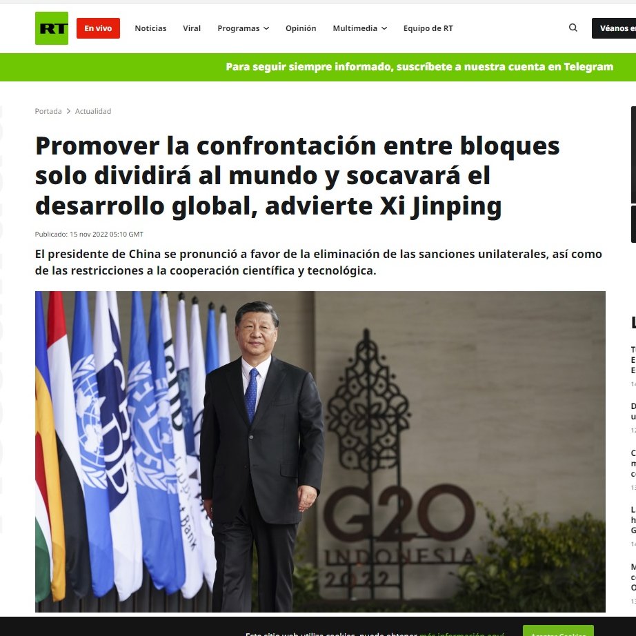 hojillasilva's tweet photo. Xi Jinping se posicionó en contra de "convertir en un arma" los alimentos y la energía. "Debemos oponernos firmemente a politizar, instrumentalizar y utilizar como un arma los problemas alimentarios y energéticos", abogando por la eliminación de las sanciones unilaterales. https://t.co/6DCnkkpc2X