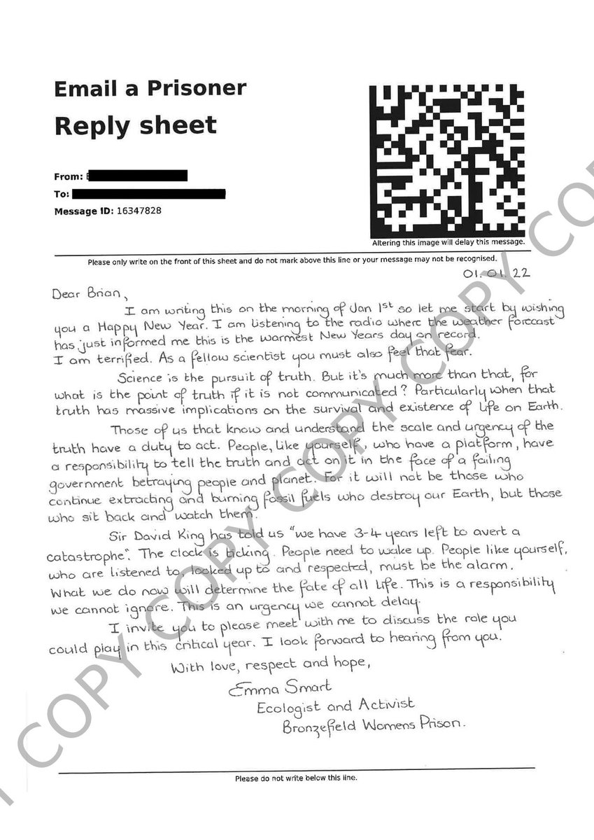 <a href="/ProfBrianCox/">Brian Cox</a> <a href="/RoyalAlbertHall/">Royal Albert Hall</a> Hey Brian! Almost a year since I sent you this letter from prison, yet still no reply.

There are currently 41 peaceful protestors in prison, simply for demanding #NoNewOilAndGas in a #ClimateCrisis 

Will you speak out &amp; support them? Silence is complicity.

#JustStopOil