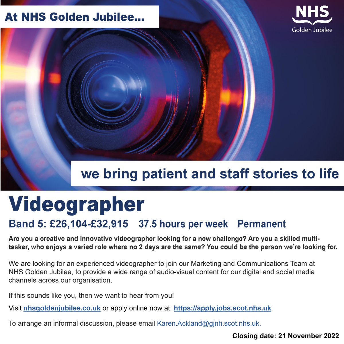NHS Golden Jubilee on Twitter "We have a unique opportunity for a 