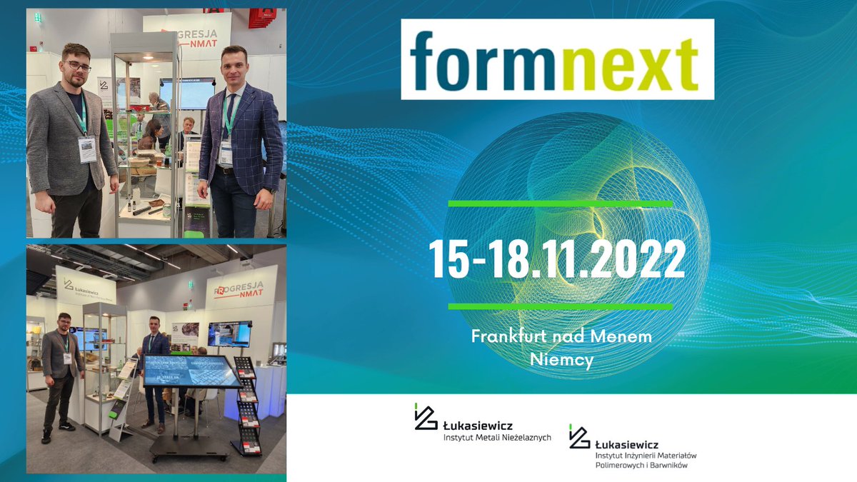 IMPIB_pl's tweet photo. 15-18 listopada 2022 r. we Frankfurcie nad Menem w Niemczech odbywają się targi @formnext_expo  – poświęcone technologiom przyrostowym na świecie. 
W targach bierze udział czołówka firm z branży druku 3D – w tym również Instytuty  @Lukasiewicz_pl  - @IMNGliwice i @IMPIB_pl https://t.co/ftwmvLcoVS