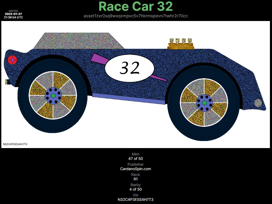 👉#Cardano #NFT Giveaway!

🔥 Winner gets this "Race Car 32" NFT from my Race Cars R1 Series created in Jan 2022.

🤸‍♂️Like
🤸‍♀️Retweet
🤸‍♀️Follow

Good Luck!
#CNFT #CNFTs #NFTGivaways #CNFTGiveaway