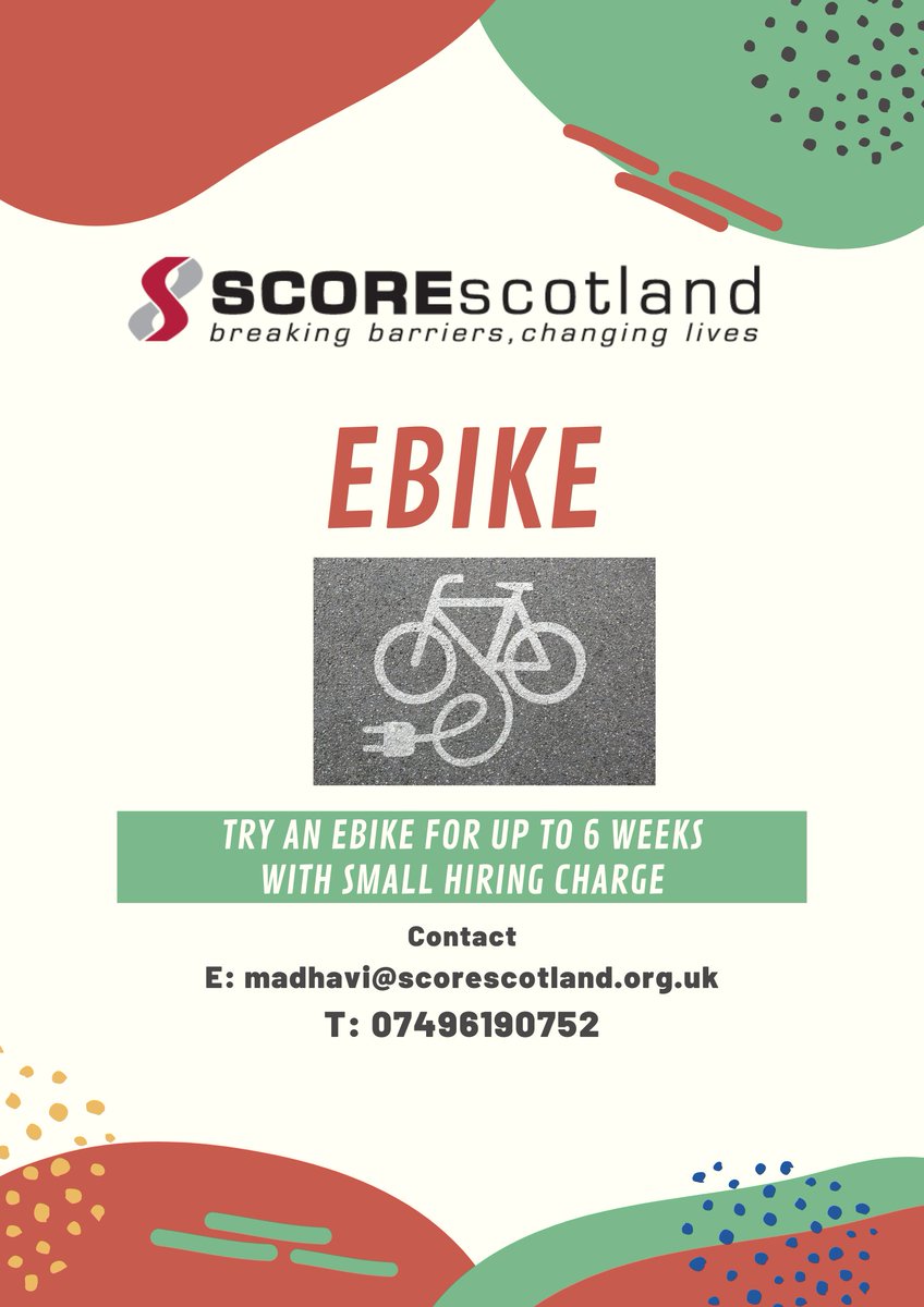 We have one more E-bike left to loan out! It's a low-step bike. If you're interested please get in touch with Madhavi on 07496190752 🚴‍♂️