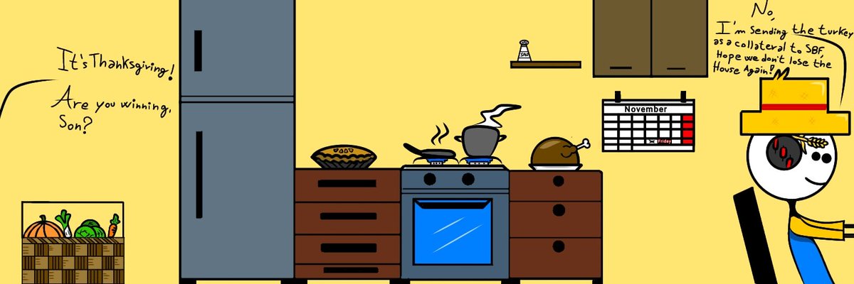 MferOnes's tweet photo. "Mfers Thanksgiving Twitter Banner" is finally out!

The Mfer on the right has been inspired by the Toppy Mfers🤫😉

☆10 copies available for 0.01069 ETH each☆

Link: https://t.co/p75WHxToJX https://t.co/q8UdItAFqM