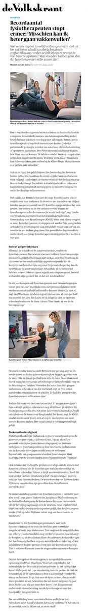 Vandaag in de Volkskrant: "Recordaantal fysiotherapeuten stopt ermee"
#deStoppendeFysiotherapeut