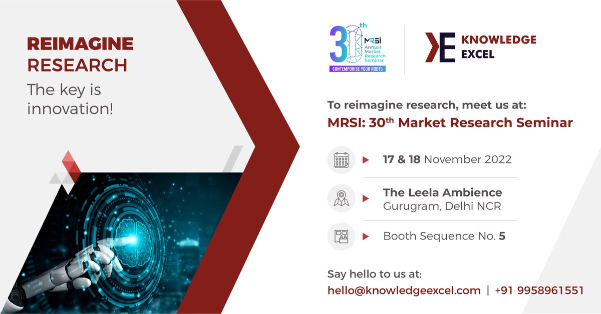Transforming the traditional methodologies!
Transforming the way we look at Market Research!

Innovate research with us!!
Reimagine the known with us!!

linkedin.com/feed/update/ur…

#30AMRS #MRSI #marketresearch #technology #innovation #knowledgeexcel