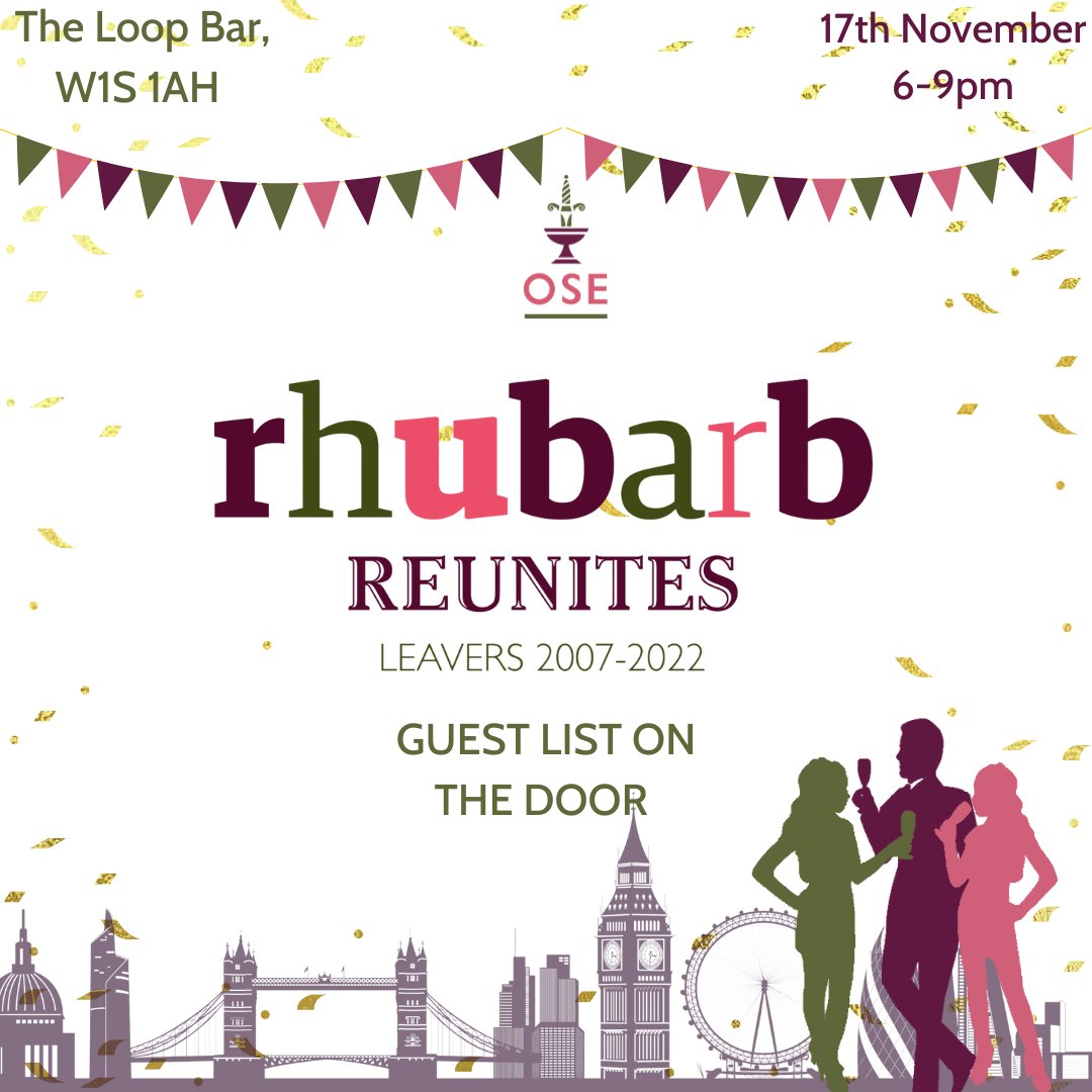 St Edward's Society (@teddiesrhubarb) on Twitter photo We can't wait to see so many OSE on Thursday - it will be an incredible night, with over 230 signed up!
Please make sure you have RSVP'd using this link - there will be a guest list on the door!
beyondteddies.stedwardsoxford.org/Event/rhubarb-…
See you all there!
#RhubarbReunites15Years #London #OSE We can't wait to see so many OSE on Thursday - it will be an incredible night, with over 230 signed up!
Please make sure you have RSVP'd using this link - there will be a guest list on the door!
beyondteddies.stedwardsoxford.org/Event/rhubarb-…
See you all there!
#RhubarbReunites15Years #London #OSE